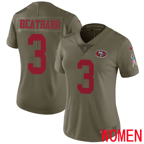 San Francisco 49ers Limited Olive Women C. J. Beathard NFL Jersey #3 2017 Salute to Service->youth nfl jersey->Youth Jersey